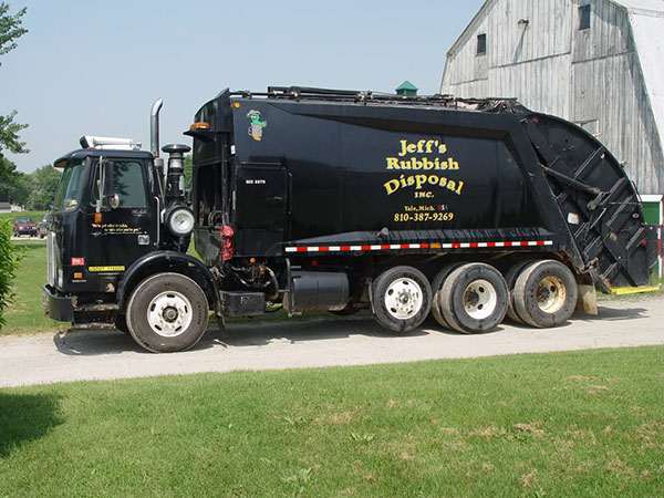 Jeff's Rubbish Disposal truck in Sanilac County, MI and St. Clair County, MI